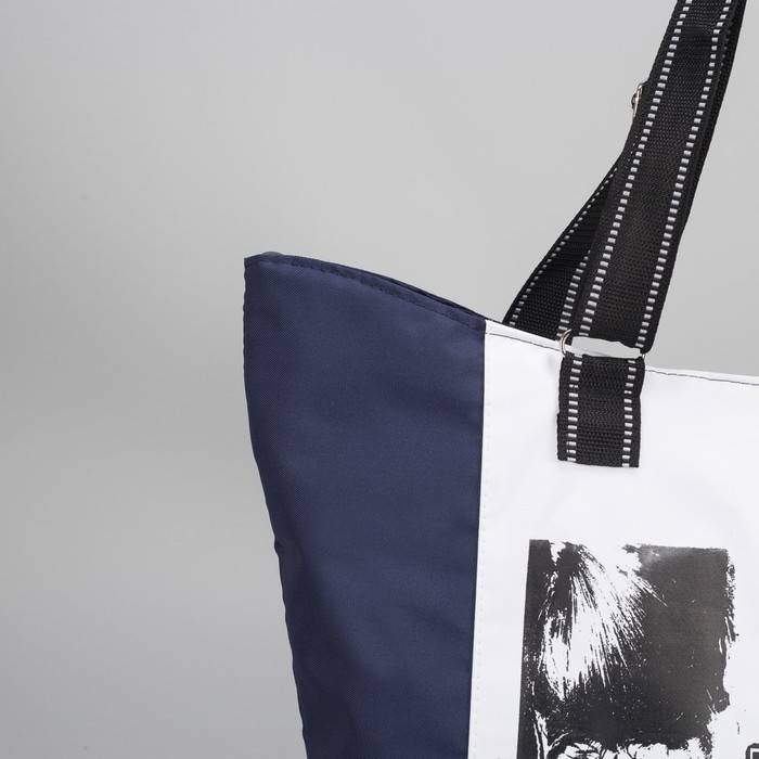 Сумка спортивная для фитнеса, отдел на молнии, регулируемые ручки, цвет синий/белый