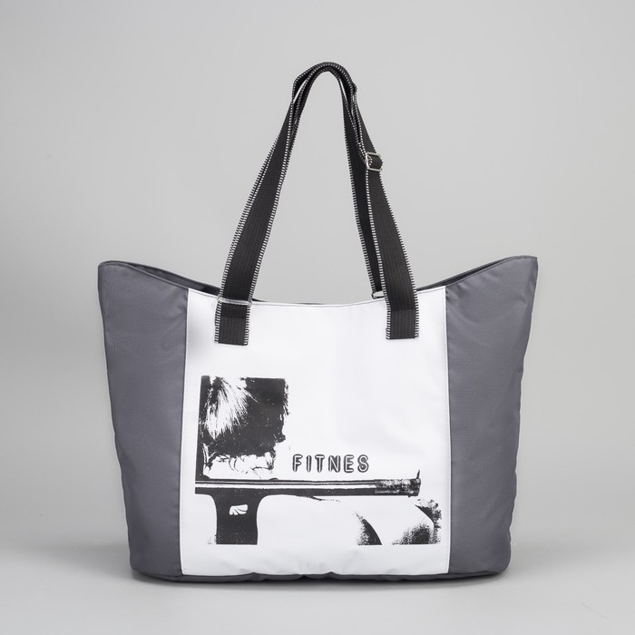 Сумка спортивная для фитнеса, отдел на молнии, регулируемые ручки, цвет серый/белый