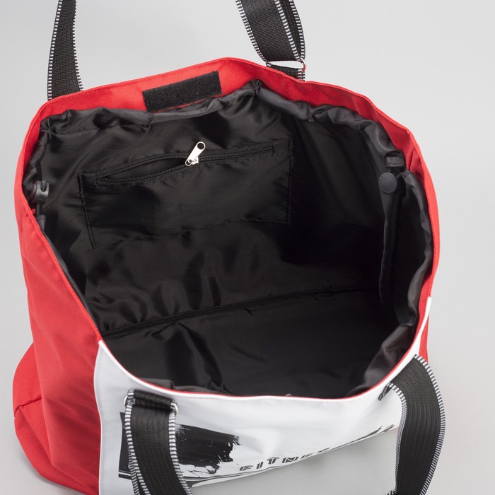 Сумка спортивная для фитнеса, отдел на молнии, регулируемые ручки, цвет красный/белый