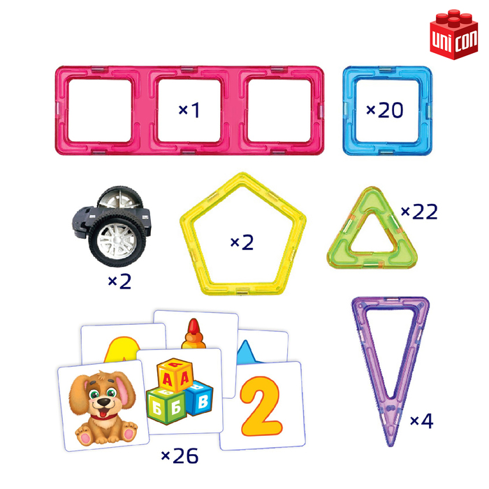 Магнитный конструктор Magical Magnet, 77 деталей, прозрачные