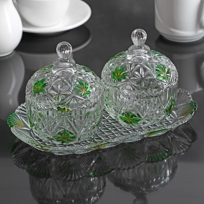 Набор конфетниц 250 мл "Бартоло", 2 шт, цвет зеленый