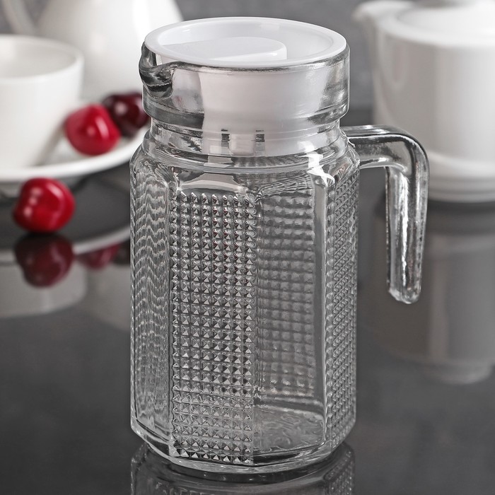 Графин 500 мл "Ребристые грани", с ручкой, МИКС