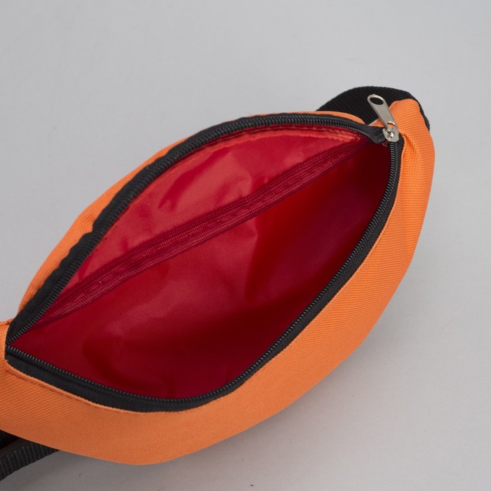 Сумка поясная, отдел на молнии, регулируемый ремень, цвет оранжевый/чёрный