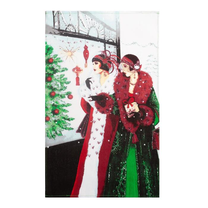 Комплект полотенец для кухни Spany 35x61 2шт, рогожка, хл.100%, Девушка и витрина