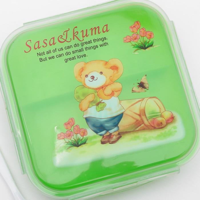 Ланч-бокс 3 отделения "Нежность" 18x18x5.5 см с ложкой, цвета МИКС