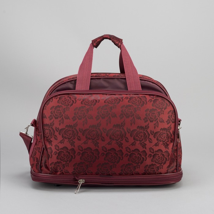 Сумка дорожная "Роза", трансформер, 1 отдел, 2 наружных кармана, ремень, цвет бордовый