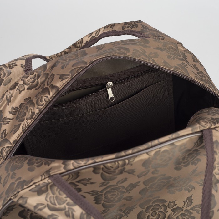 Сумка дорожная "Роза", 1 отдел, держатель для чемодана, цвет коричневый