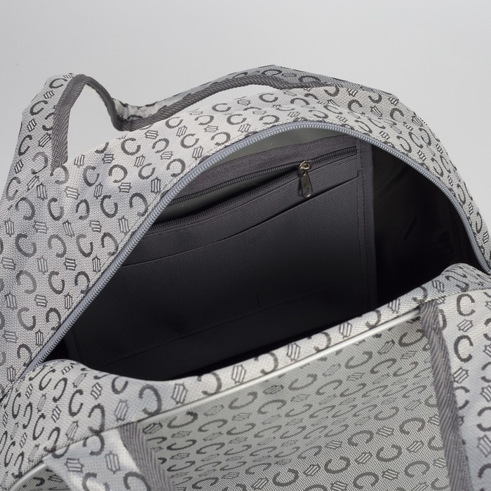 Сумка дорожная, 1 отдел, держатель для чемодана, цвет серый