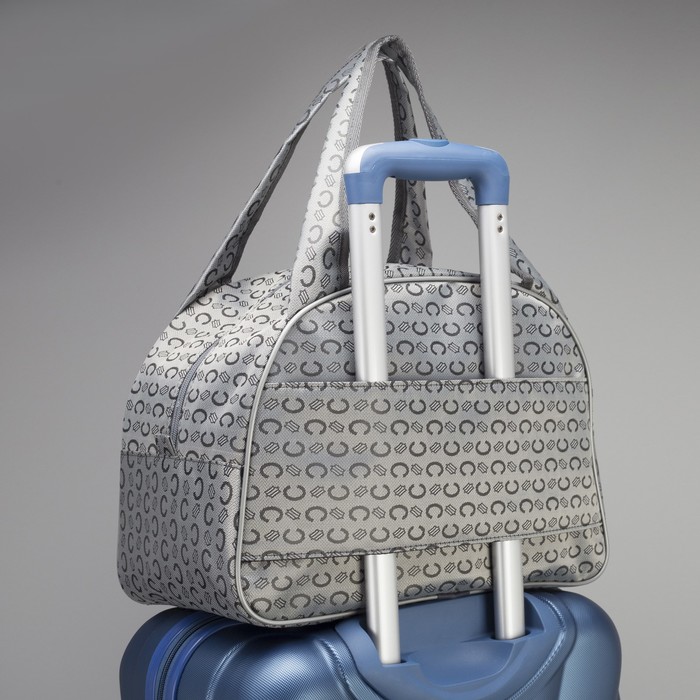 Сумка дорожная, 1 отдел, держатель для чемодана, цвет серый