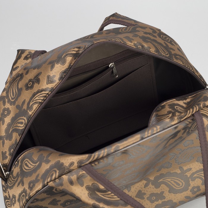 Сумка дорожная, 1 отдел, держатель для чемодана, цвет коричневый