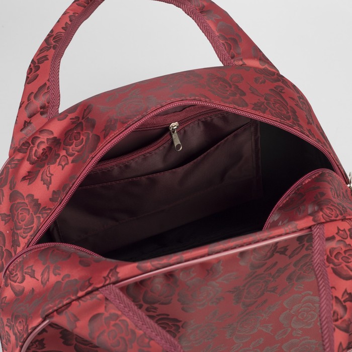 Сумка дорожная "Роза", 1 отдел, держатель для чемодана, цвет бордовый
