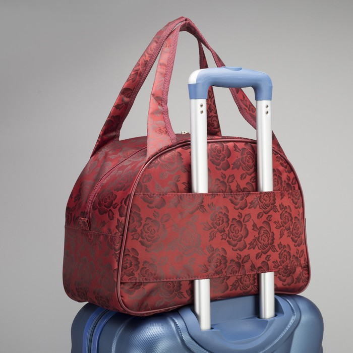 Сумка дорожная "Роза", 1 отдел, держатель для чемодана, цвет бордовый