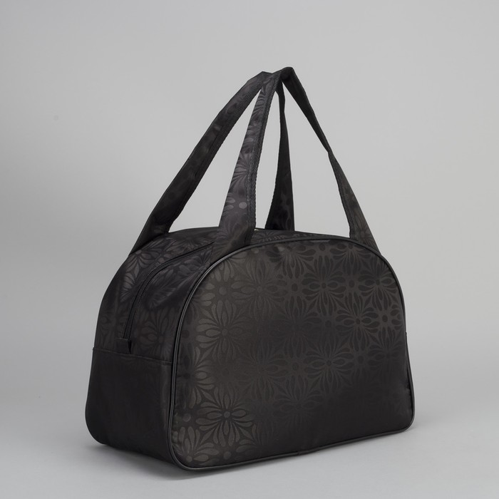 Сумка дорожная "Герберы", 1 отдел, держатель для чемодана, цвет чёрный