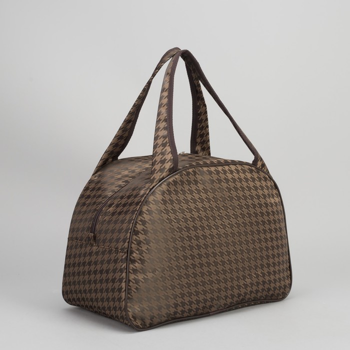 Сумка дорожная, 1 отдел, держатель для чемодана, цвет коричневый/гусиные лапки