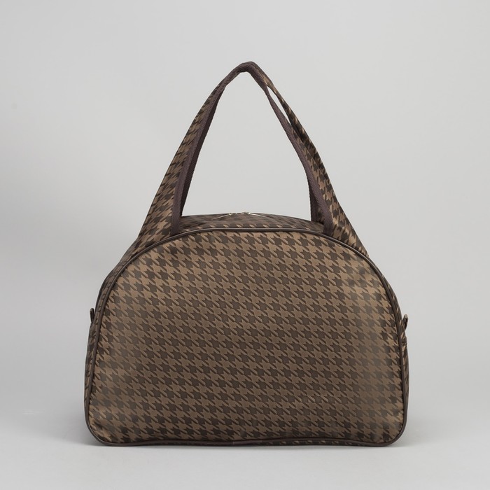 Сумка дорожная, 1 отдел, держатель для чемодана, цвет коричневый/гусиные лапки