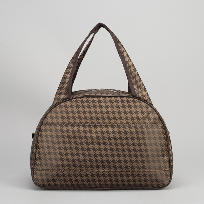 Сумка дорожная, 1 отдел, держатель для чемодана, цвет коричневый/гусиные лапки