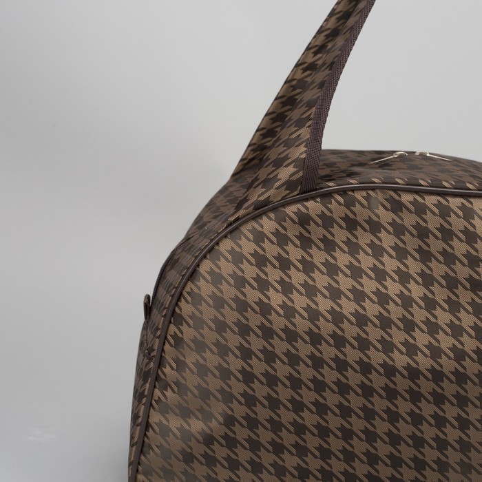 Сумка дорожная, 1 отдел, держатель для чемодана, цвет коричневый/гусиные лапки