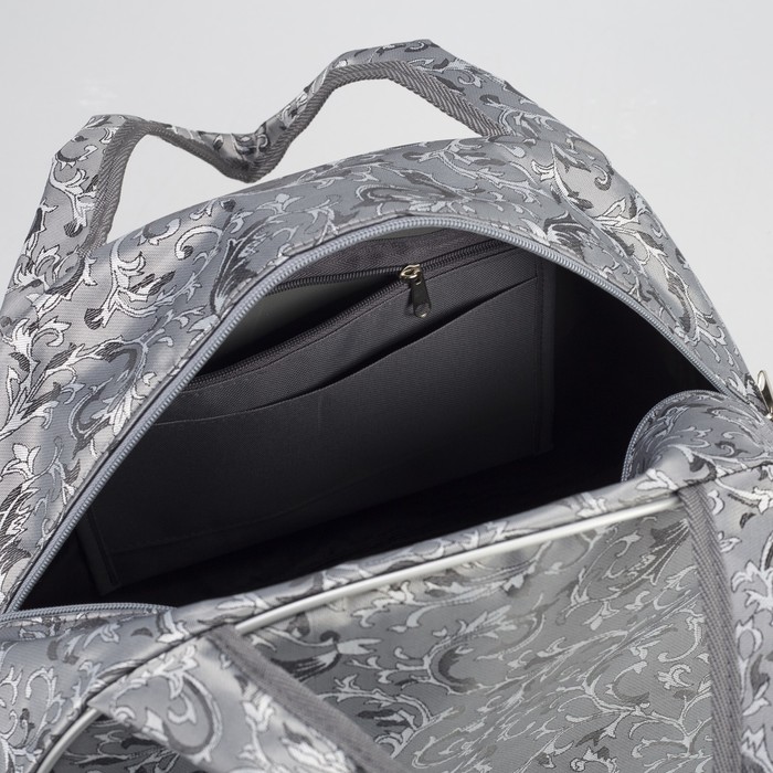 Сумка дорожная, 1 отдел, держатель для чемодана, цвет серый