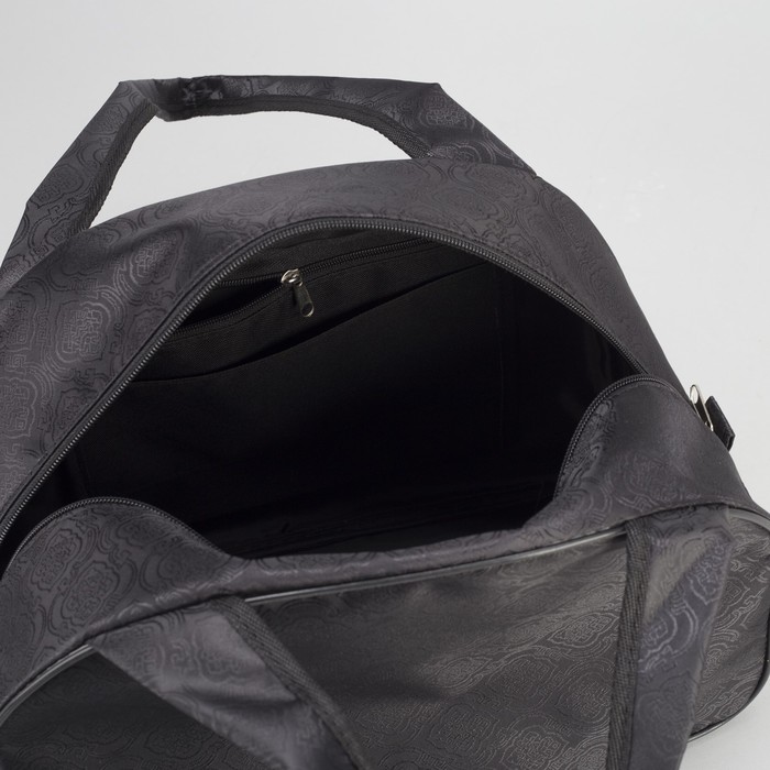 Сумка дорожная, 1 отдел, держатель для чемодана, цвет чёрный/узор