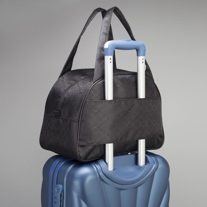 Сумка дорожная, 1 отдел, держатель для чемодана, цвет чёрный/узор