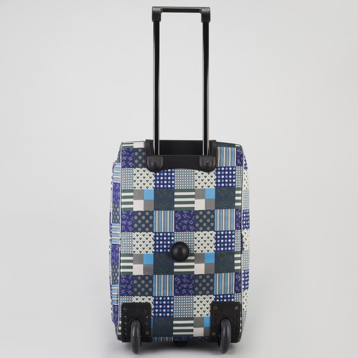 Сумка дорожная на колёсах «Заплатки», 1 отдел, 1 наружный карман, цвет синий