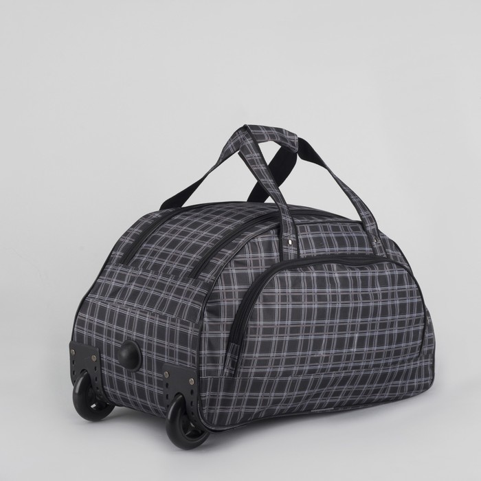 Сумка дорожная на колёсах «Клетка», 1 отдел, 1 наружный карман, цвет чёрный