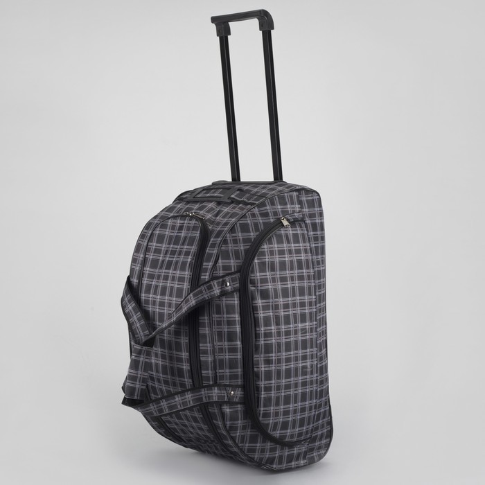 Сумка дорожная на колёсах «Клетка», 1 отдел, 1 наружный карман, цвет чёрный