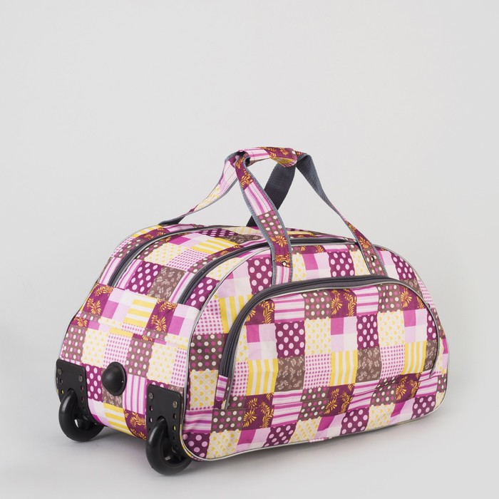 Сумка дорожная на колёсах «Заплатки», 1 отдел, 1 наружный карман, цвет красный