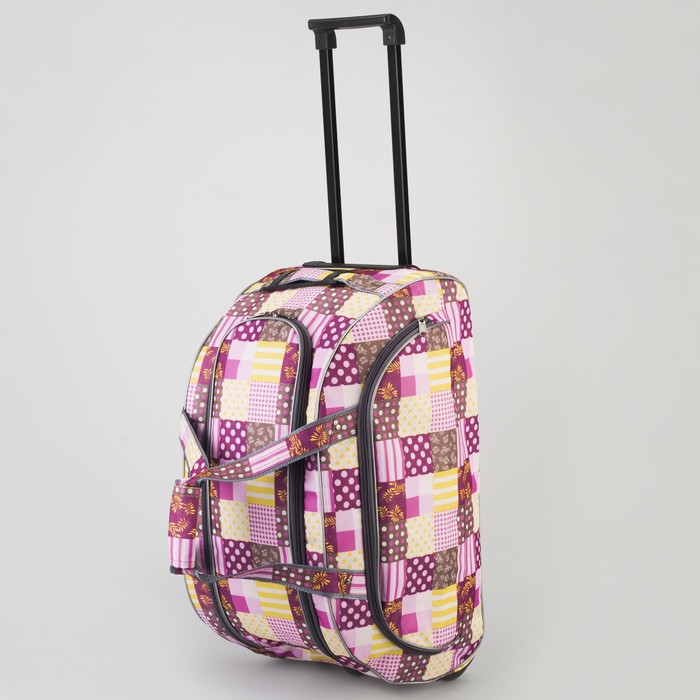 Сумка дорожная на колёсах «Заплатки», 1 отдел, 1 наружный карман, цвет красный