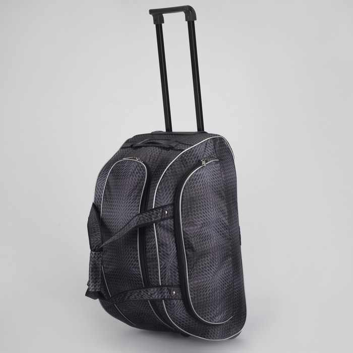 Сумка дорожная на колёсах «Ромб», 1 отдел, 1 наружный карман, цвет чёрный