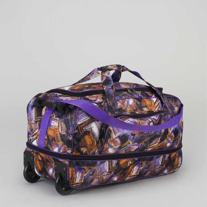 Сумка дорожная на колёсах «Лёд», с расширением, 1 отдел, 1 наружный карман, цвет сиреневый