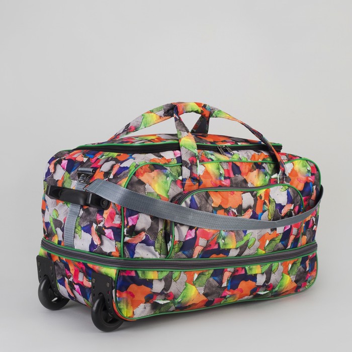Сумка дорожная на колёсах, с расширением, 1 отдел, 1 наружный карман, цветные заплатки