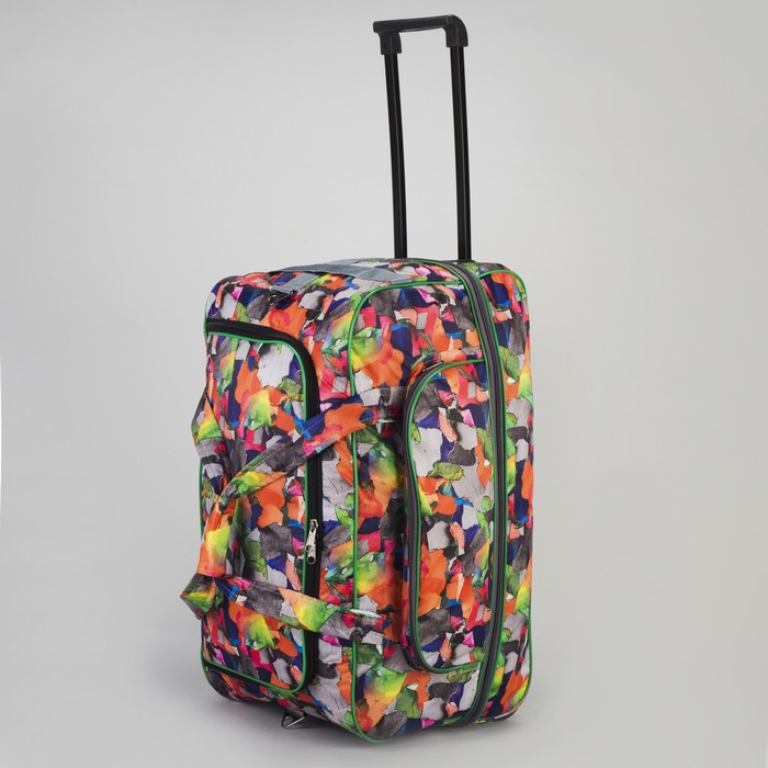 Сумка дорожная на колёсах, с расширением, 1 отдел, 1 наружный карман, цветные заплатки