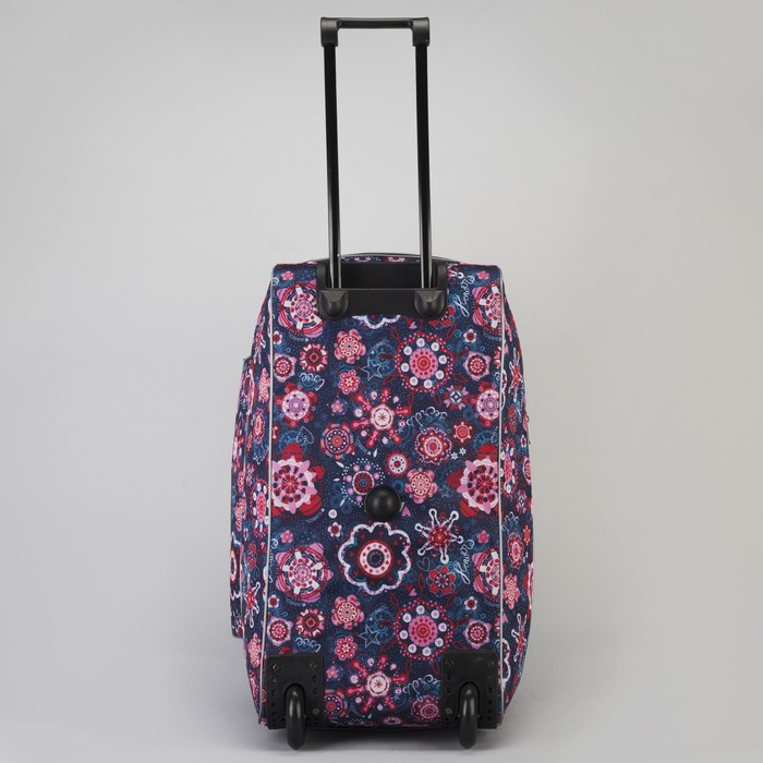 Сумка дорожная на колёсах «Цветы», с расширением, 1 отдел, 1 наружный карман, цвет синий