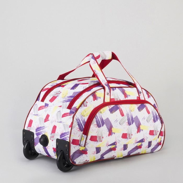 Сумка дорожная на колёсах «Штрихи», 1 отдел, 1 наружный карман, цвет белый