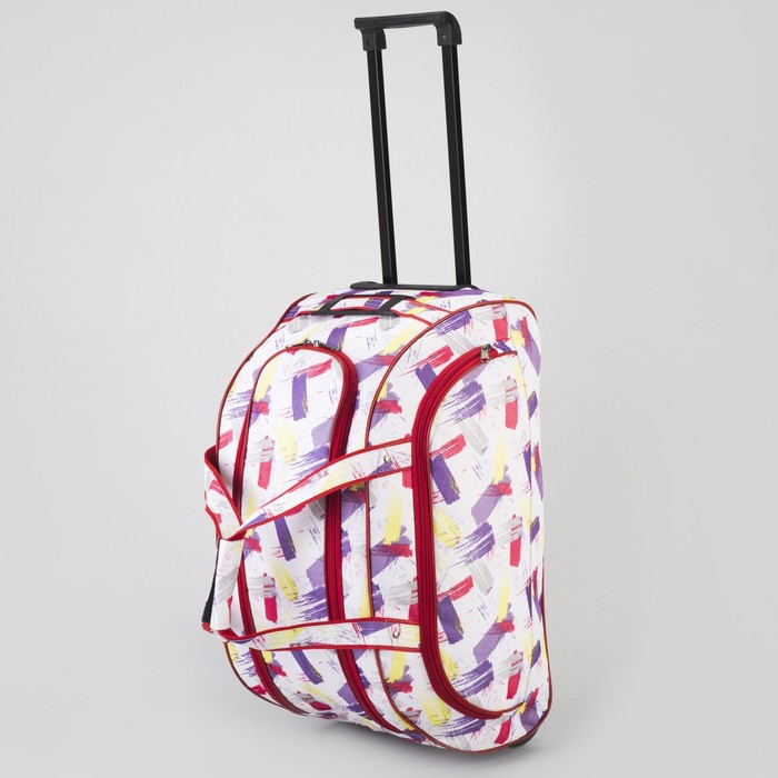 Сумка дорожная на колёсах «Штрихи», 1 отдел, 1 наружный карман, цвет белый