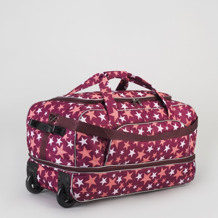 Сумка дорожная на колёсах «Звёзды», с расширением, 1 отдел, наружный карман, цвет красный