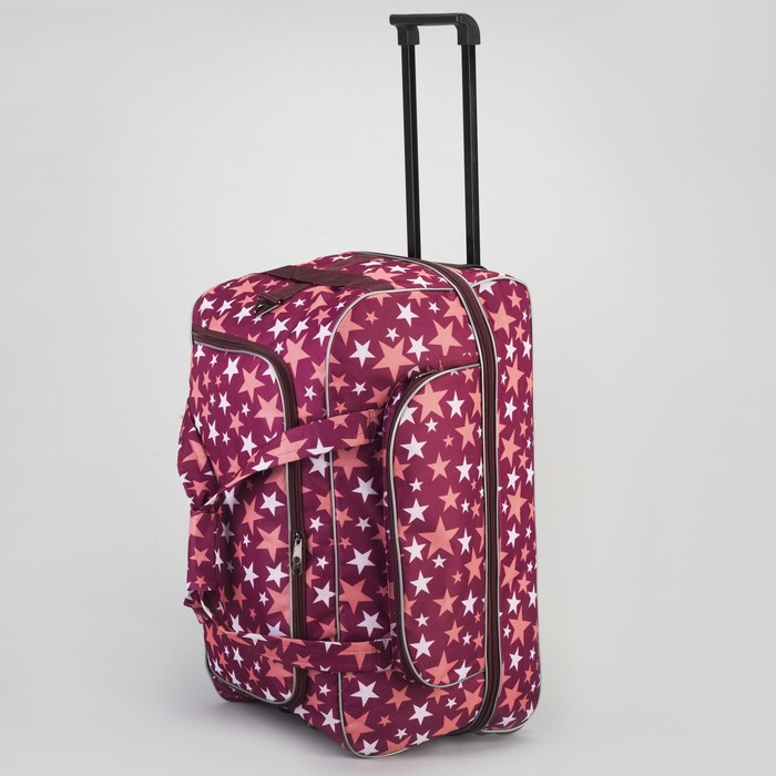 Сумка дорожная на колёсах «Звёзды», с расширением, 1 отдел, наружный карман, цвет красный