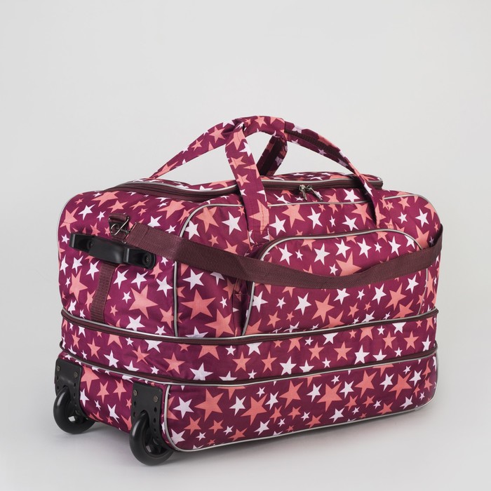 Сумка дорожная на колёсах «Звёзды», с расширением, 1 отдел, наружный карман, цвет красный