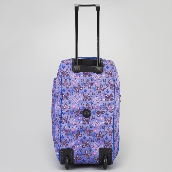 Сумка дорожная на колёсах «Бабочки», с расширением, 1 отдел, 1 наружный карман, цвет фиолетовый