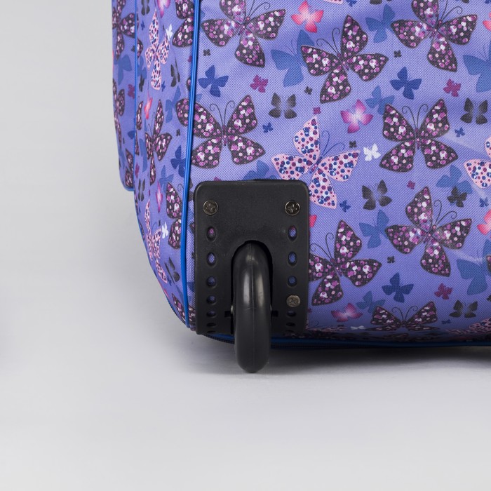 Сумка дорожная на колёсах «Бабочки», с расширением, 1 отдел, 1 наружный карман, цвет фиолетовый