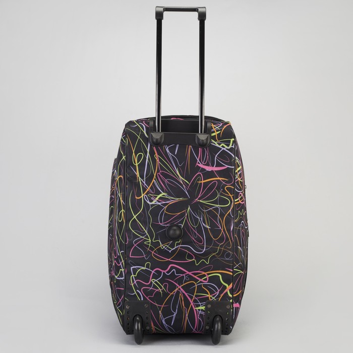 Сумка дорожная на колёсах «Волны», с расширением, 1 отдел, 1 наружный карман, цвет чёрный