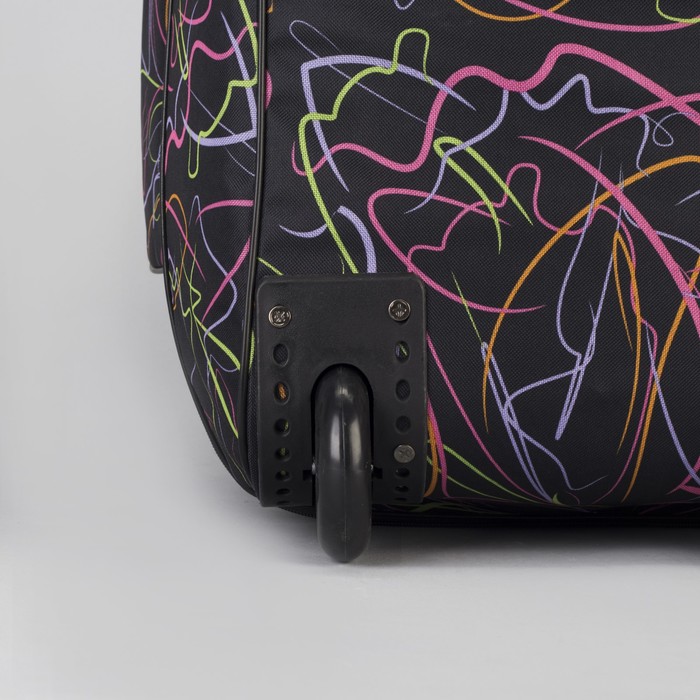 Сумка дорожная на колёсах «Волны», с расширением, 1 отдел, 1 наружный карман, цвет чёрный