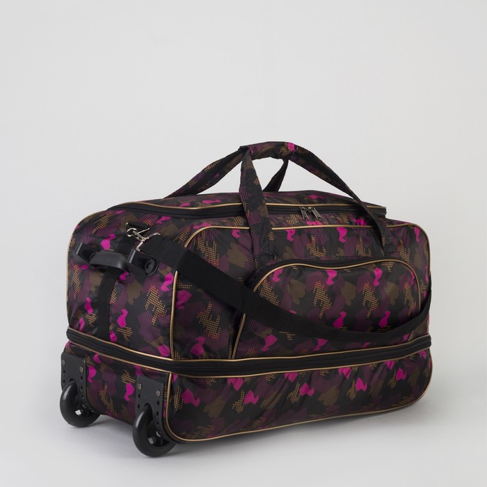 Сумка дорожная на колёсах, с расширением, 1 отдел, 1 наружный карман, цвет бордовый/камуфляж