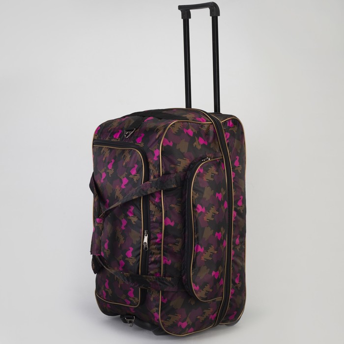 Сумка дорожная на колёсах, с расширением, 1 отдел, 1 наружный карман, цвет бордовый/камуфляж
