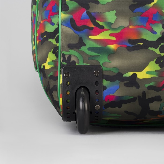 Сумка дорожная на колёсах, с расширением, 1 отдел, 1 наружный карман, цвет зелёный/камуфляж