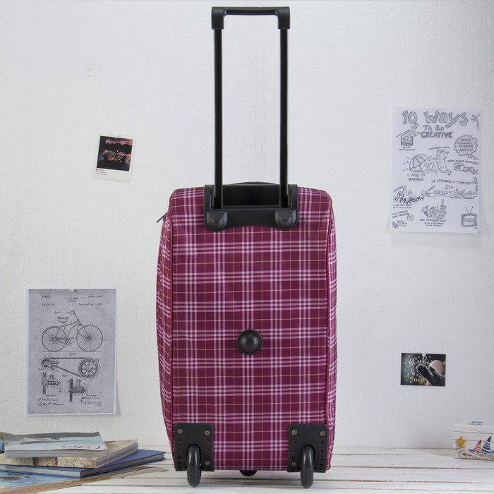 Сумка дорожная на колёсах «Клетка», 1 отдел, 1 наружный карман, цвет красный