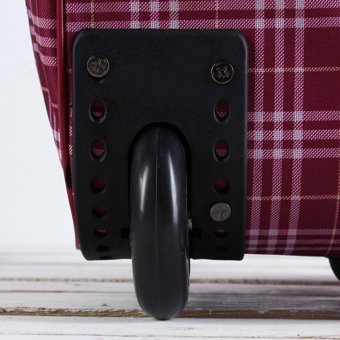 Сумка дорожная на колёсах «Клетка», 1 отдел, 1 наружный карман, цвет красный