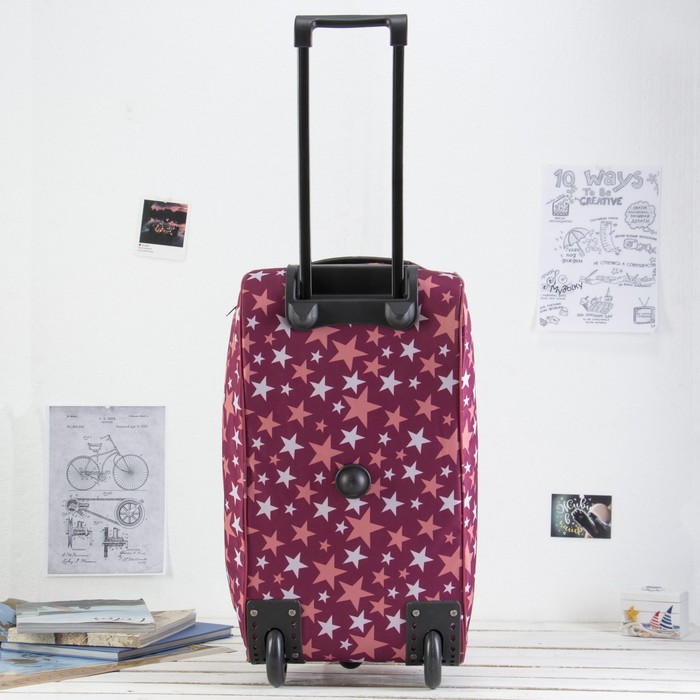 Сумка дорожная на колёсах «Звёзды», 1 отдел, 1 наружный карман, цвет красный