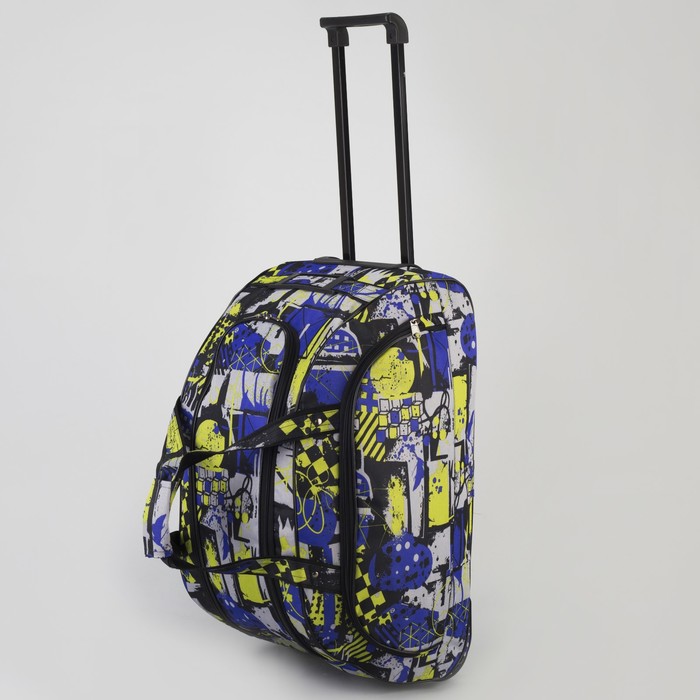 Сумка дорожная на колёсах «Граффити», 1 отдел, 1 наружный карман, цвет синий